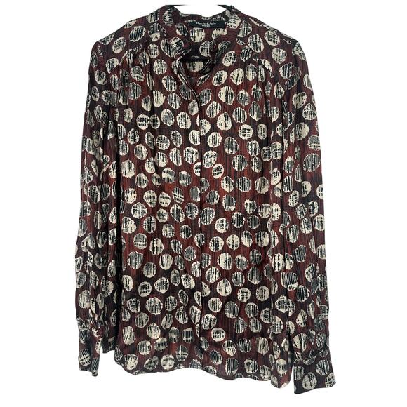 Manila Grace Burgundy Satin Blouse – Multicolor Print - Size 8-10 (TG 40 EU) - Picture 2 of 8